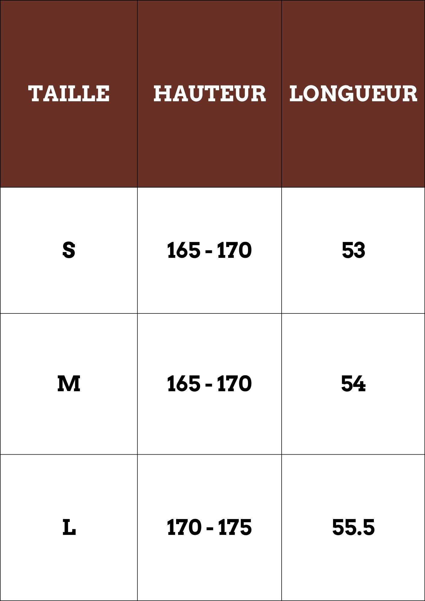 Guide des tailles