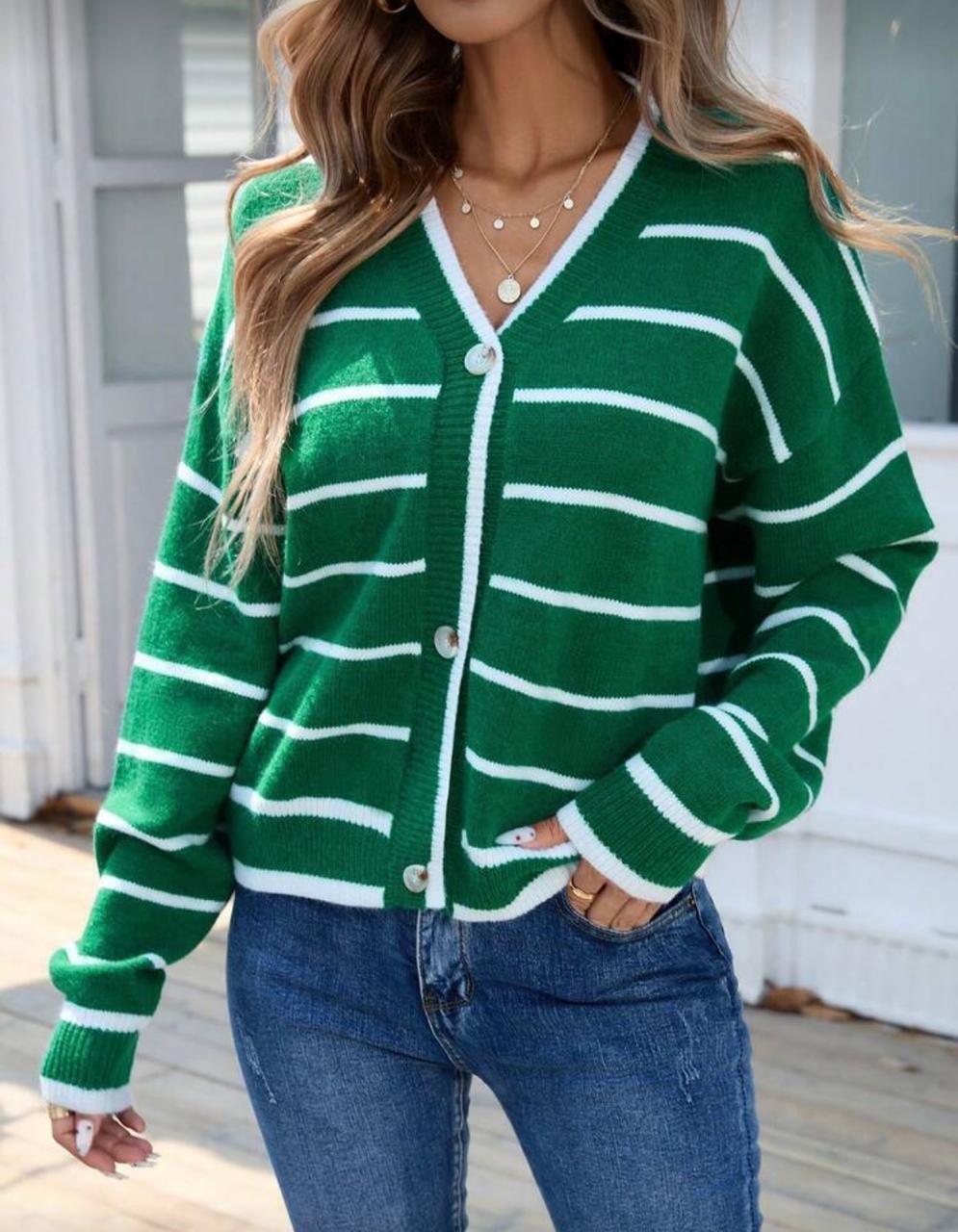 Pull Vert Style Décontracté Chic