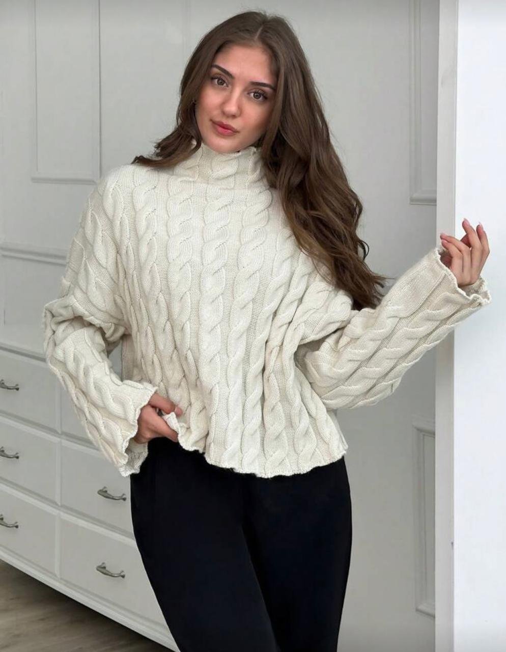 Pull Chaud en Tricot Torsadé Élégant – Lebssi Style