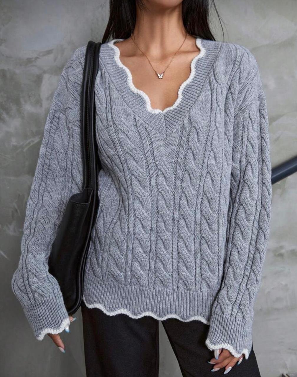 Pull élégant à col tricoté