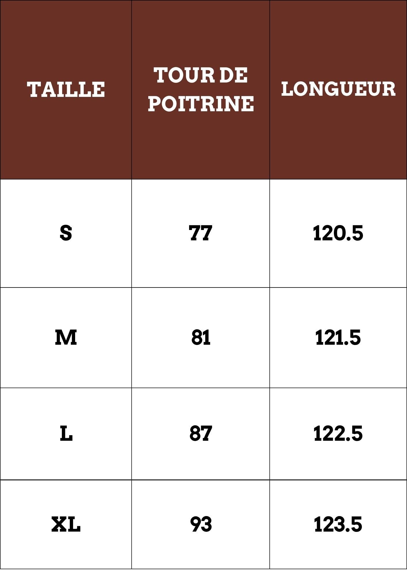 Guide des tailles
